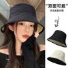 Double-sided Bucket Hat Women's Autumn Retro Denim Plain Face Small Versatile Sun Hat Advanced Sense