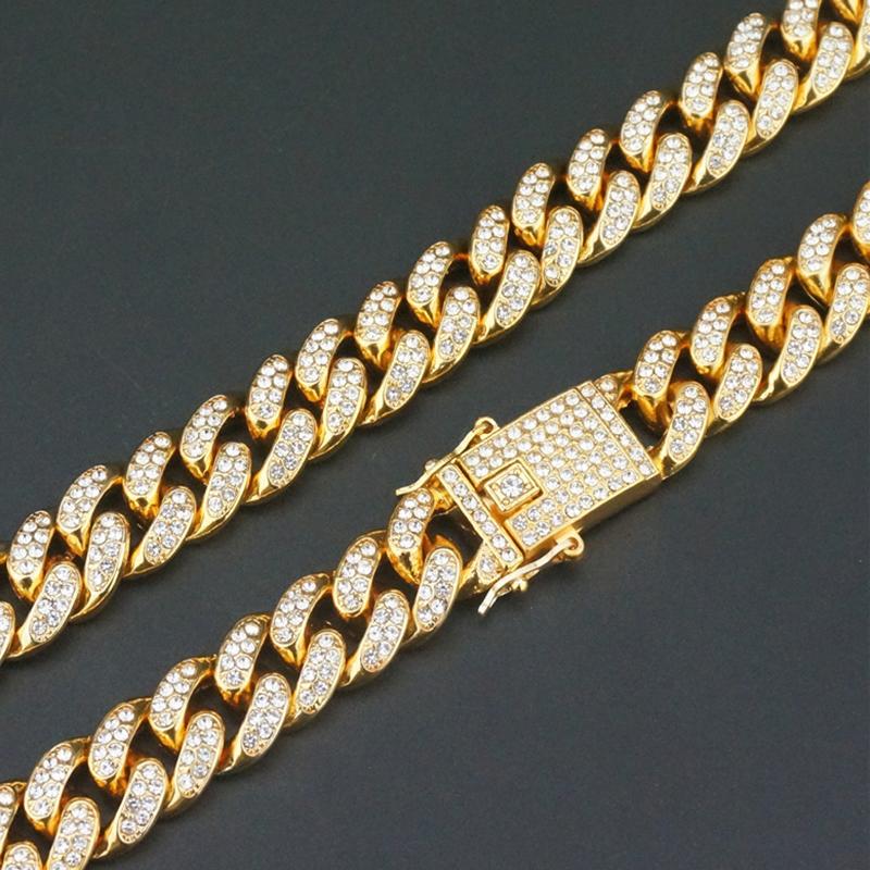 Hip Hop Shiny Cuban Link Chain Bracelets Women Men Rhinestone Chain Bracelets Punk Wristband Jewelry Gift