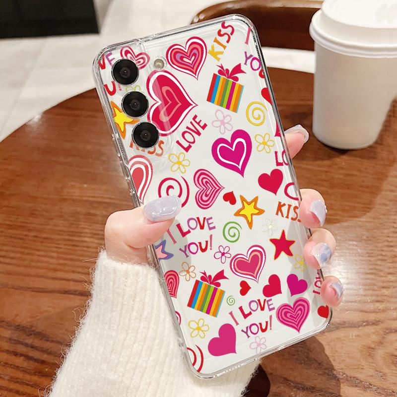 Современный чехол с принтом сердечек для iPhone 17 18 Pro Max 17E iPhone 16 15 14 13 Pro Max Покрытие Рамка для камеры Прозрачный Мягкий чехол