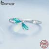 BAMOER 925 Sterling Silver Luminous Firefly Adjustable Ring & Earrings Jewelry Set Glow-in-the-dark Bee Opening Ring for Women