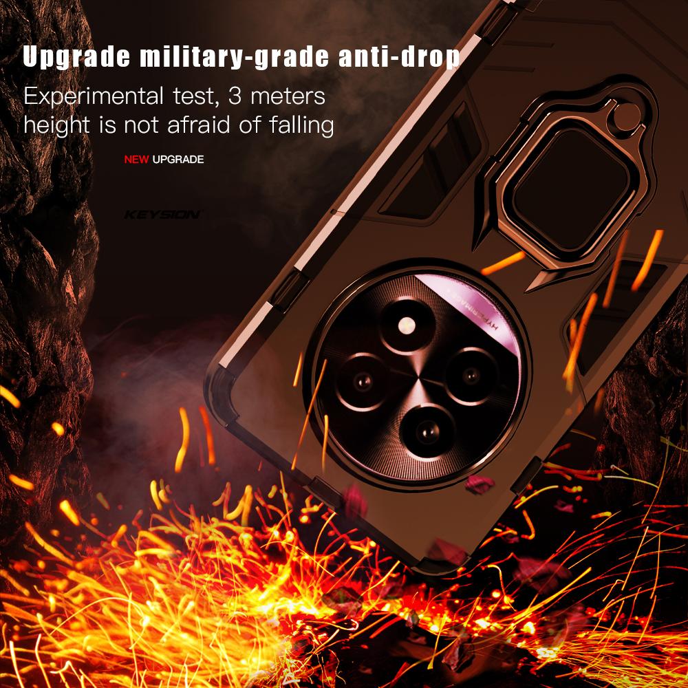 KEYSION Противоударный защитный чехол для Realme 13 Pro+ 5G Мягкий силиконовый + PC Ring Stand Holder Задняя крышка телефона для Realme 13 Pro 5G