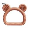 Textured Silicone Soothing Toy Bear Teether for Babies, Sore Gums Baby Easy to Clean Teething Toy, Ring 6-12 Months Infants