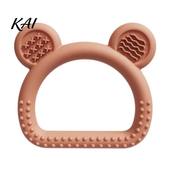 Textured Silicone Soothing Toy Bear Teether for Babies, Sore Gums Baby Easy to Clean Teething Toy, Ring 6-12 Months Infants