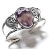 Natural Russian Charoite Gemstone 925 Sterling Silver Cuff Bangle Adj. s3S21