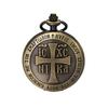 JEWELRYWE Pocket Watch Antique Cross Pendant Analog Pocket Watch Pendant Necklace Clock For Men Coming of Age Ceremony Birthday Anniversary Christmas