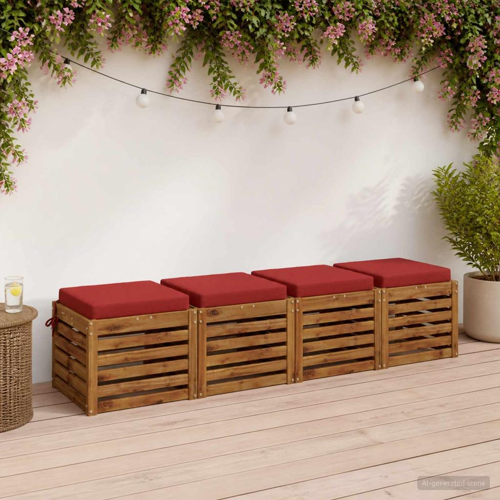 4 piece seat cushions SOEST 4 pcs. 100percent Polyester Red