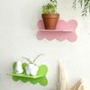 Floating Wall Shelf Wooden Wall Mounted Shelf Wave Edge Display Shelf Storage Organizer for Home Decor Small Collectibles Plants Figurines