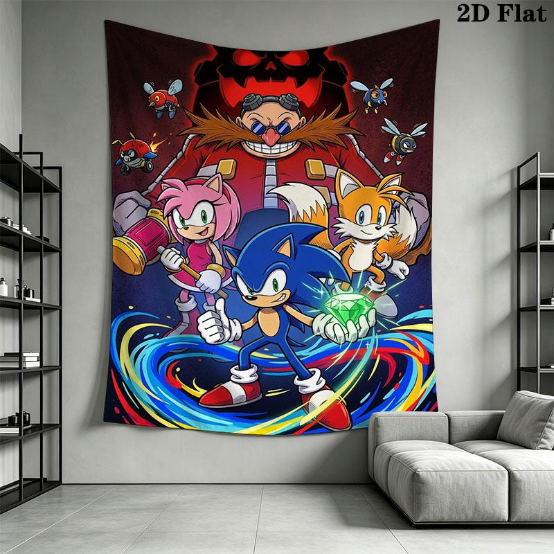 Hedgehog Sonic Boost Wall Hanging Printed Fabric Blanket Decorative Tapestries for Bedroom Living Room Home Decor