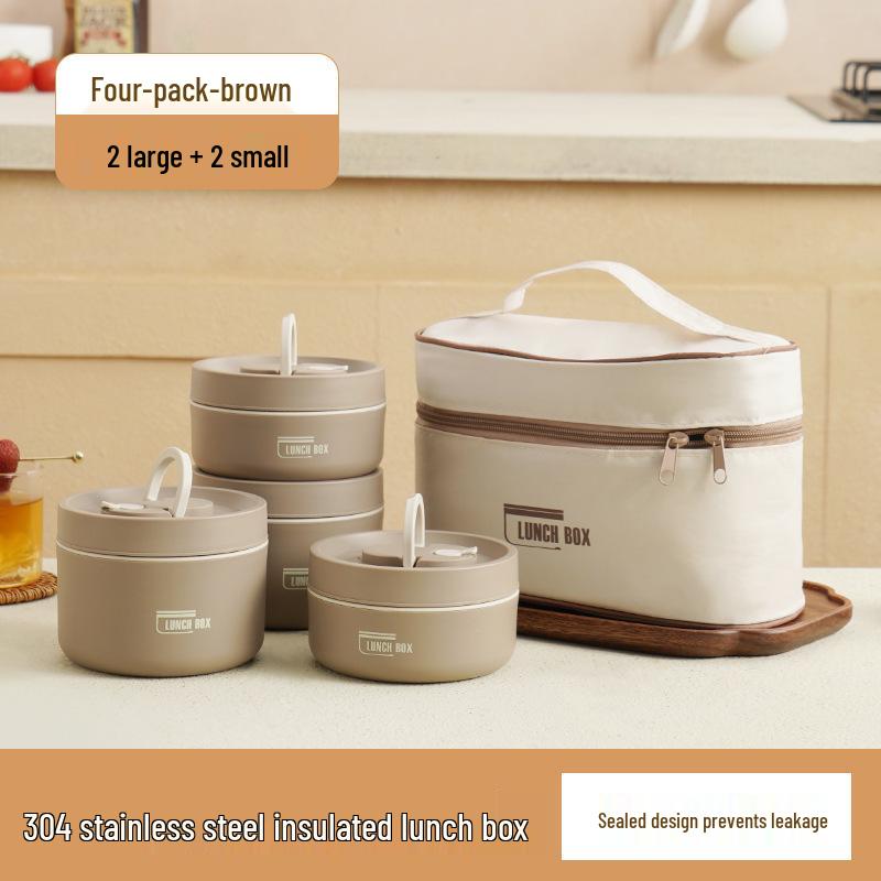 Многослойный ланч-бокс из нержавеющей стали 304 с суповой миской - Портативный и с термоизоляцией