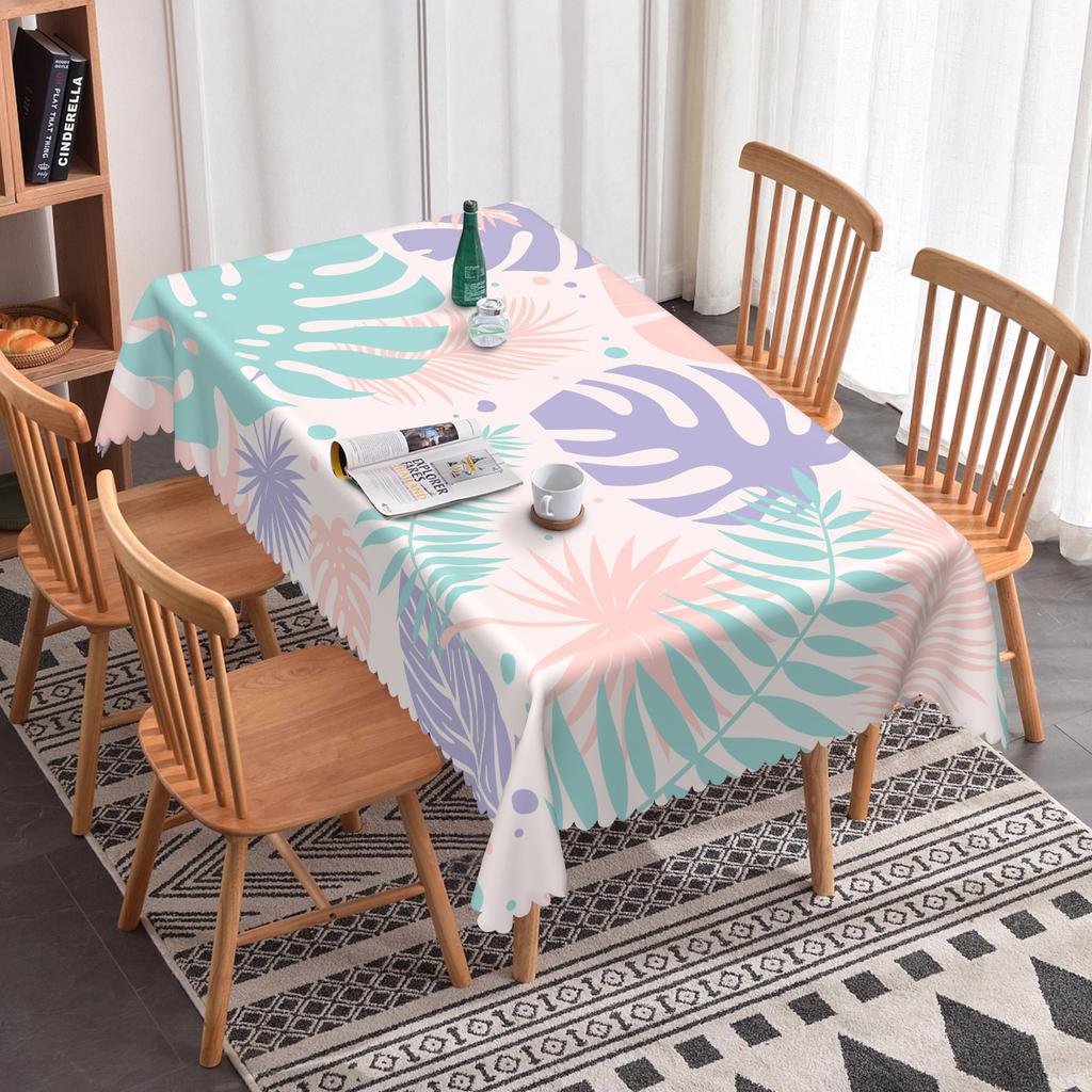 Tropical Palm Leaves Flowers Table Cloth Wedding Party Rectangle Waterproof Reusable Kitchen Tablecloth Camping Patio Decor