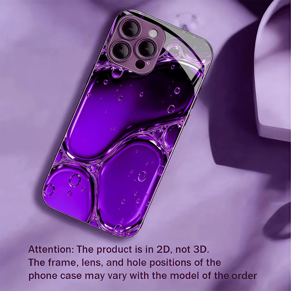 Фиолетовый эффект капли воды для чехла iphone Модный для coque iphone Чехол fundas Стекло для iPhone 17 16 15 14 13 12 pm Pro Plus