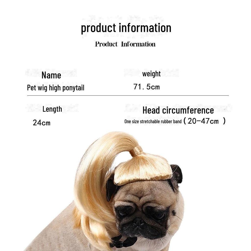 Universal Pet Wigs: Cute High Ponytail Hair Accessories for Cats and Dogs - Perfect for Christmas and Holiday Parties