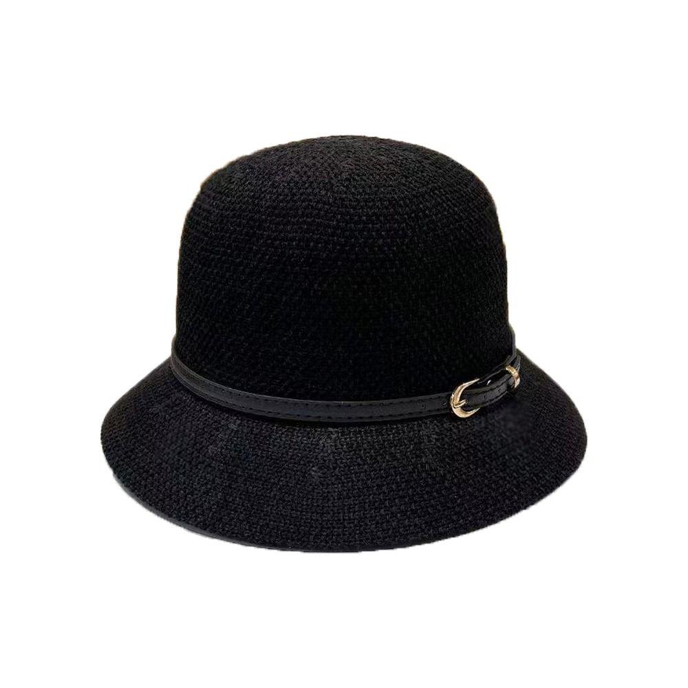Hats Travel Sun Hats Women Sunscreen Hats PU Leather Belt Summer Bucket Hats Outdoor Straw Hats
