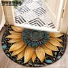 Semi-circular Floral Floor Mat Bathroom Entrance Foot Mat Entrance Door Mat Easy To Maintain Foot Mat