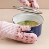 Printed Flower Dots Oven Mitts Thickened Microwave Gloves Heat Insulation Gloves  High Temperature
