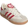 adidas Детские низкие скейтбордистские кроссовки Originals SAMBA OG, белые с красными вставками, модель KI6681.