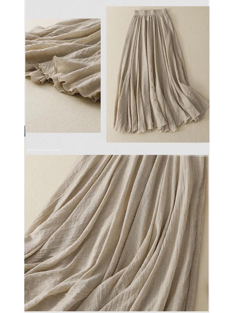 Юбка А-силуэта из тонкого хлопка с оборками и эластичным поясом - в японском и корейском стиле