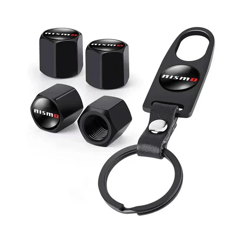 2025 J10 Hot For Nissan Car Styling Keychain Key Ring with Auto Tire Valve Caps Tyre Dust Cap For Nismo Nissan Teana Skyline Juk