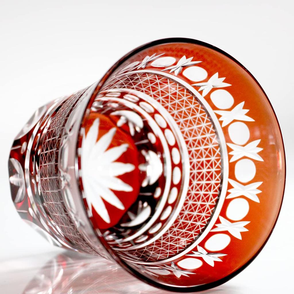 GREEM MARKET Изделия ручной работы с деревянной коробкой Изделия из стекла Стекло Кирико Чашка Стекло Шочу Стекло Кирико Номер продукта GMS00726 (красный)