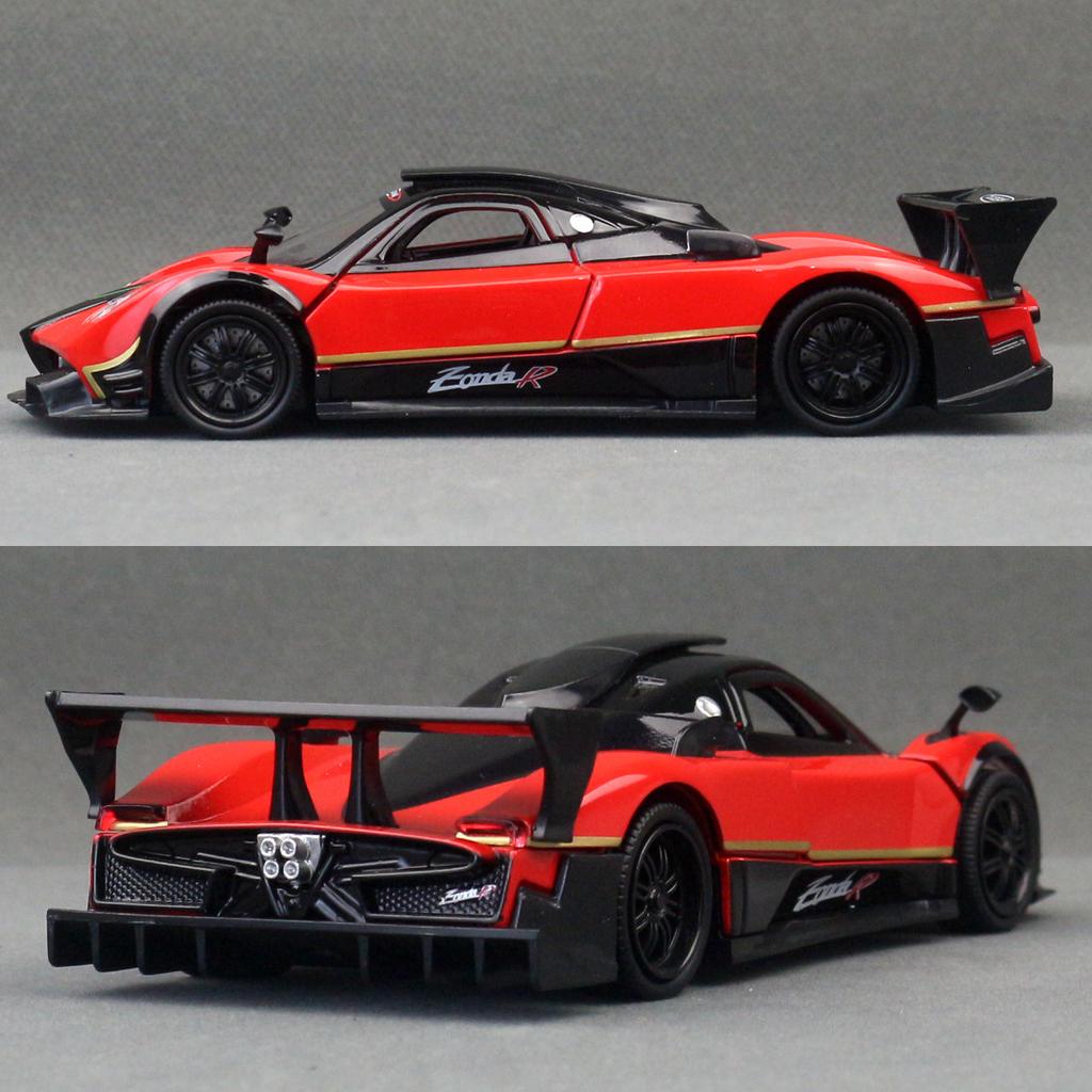 1/32 Pagani Zonda R Toy Car Model RMZ CiTY Diecast Metal Miniature Super Sport Sound & Light Collection Pull Back Gift For Boys