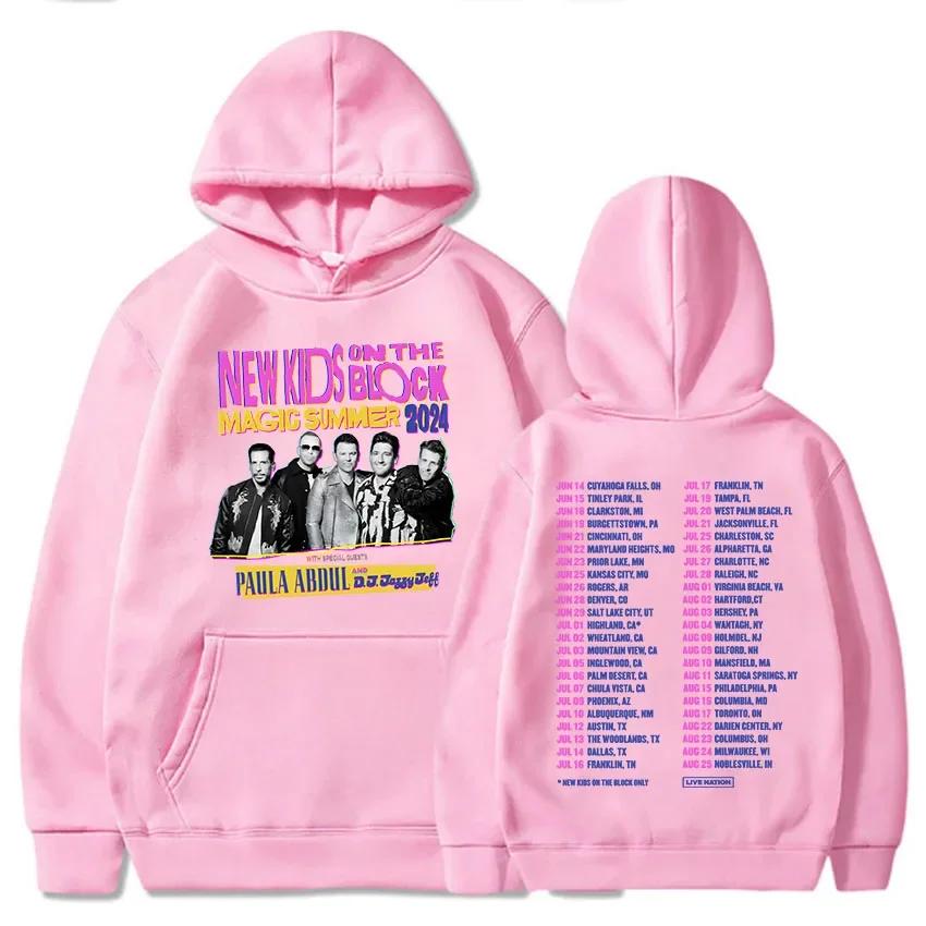 Pop Music Band NKOTB-B Pullovers The Magic Summer Tour 2024 Hoodies Roupas Femininas Long Sleeve Hooded Sweatshirt Sudaderas
