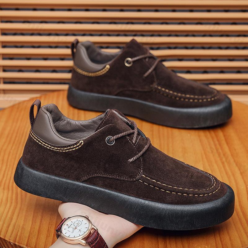 Мужские Повседневные Лоферы Весна Осень Перекрестная Шнуровка Уличные Нескользящие Рабочие Туфли Удобные Винтажные Увеличивающие Рост Модные Кеды
