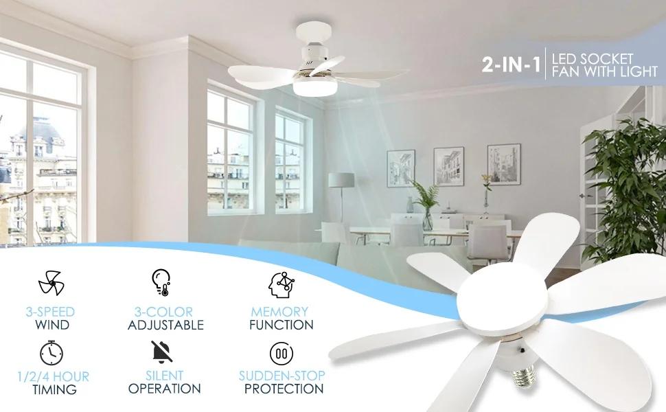 Потолочный вентилятор с подсветкой и дистанционным управлением | 40 Вт | E27 | 6 лопастей | адаптер 120 мм Е27