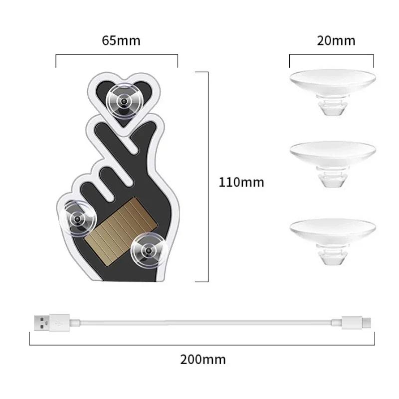 Creative Fun Heart Lamp Car Interior Windshield LED Decorate Lamp Hand Gesture Sign Light 5V USB & Solar Powered No-Wire Heart Neon LED Light