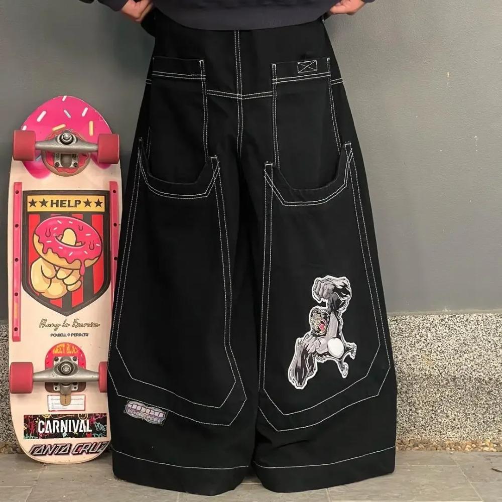 New Y2k Jeans Classic Straight Pants Loose Letter Print Jeans High Street Casual Trousers Punk Style Wide Leg Pants
