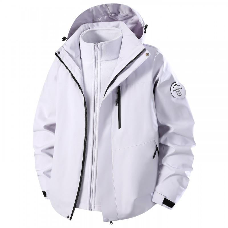 Men Women 3-in-1 Waterproof Windproof Insulated Fleece-Lined Outdoor Jacket Hiking Camping Skiing Fall Winter