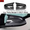 For Tesla Model 3 Carbon fiber mirror cover car rearview mirror housing black glossy finish modification and upgrade body kit