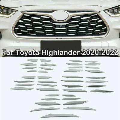 Для Toyota Highlander 2020-22 Накладки на решетку переднего бампера Комплект отделки из нержавеющей стали