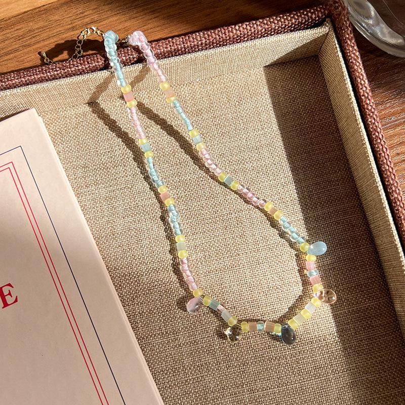 Сладкое дофаминовое ожерелье из бусин: Трендовый чокер с сердечком, цветком и бантом