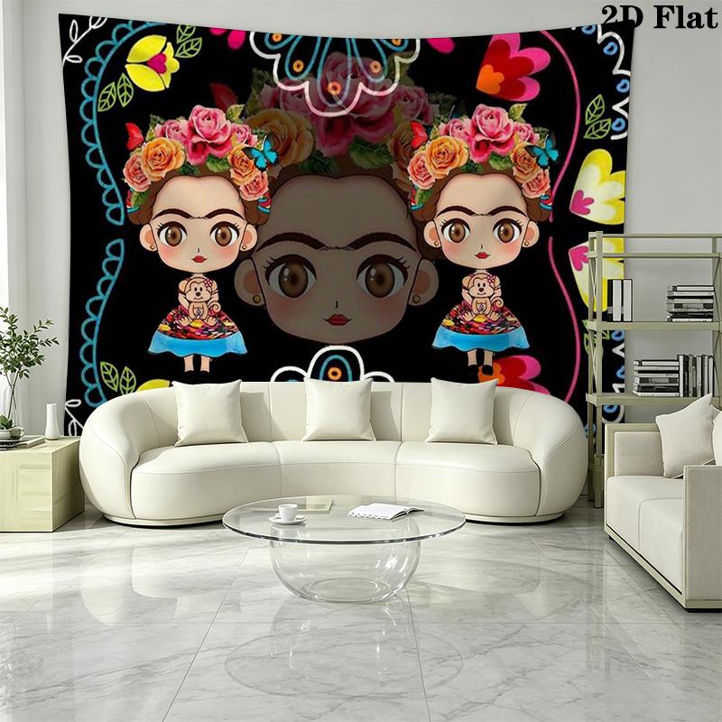 Frida Kahlo Wall Tapestry Aesthetic Wall Hanging Printed Fabric Blanket Decorative Tapestries for Bedroom Living Room Home Decor