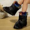 Winter Women Fluffy Faux Fox Fur Boots Woman Plush Warm Snow Boots Luxury Footwear Girls Furry Fur Bottes Fashion Winter Shoe