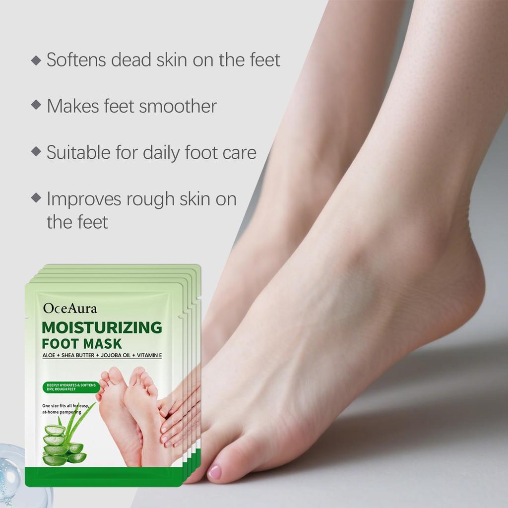 OceAura Aloe moisturizing and Nourishing Foot Mask Daily Care for dry and rough feet Moisturizing and softening foot care Mask 5pcs