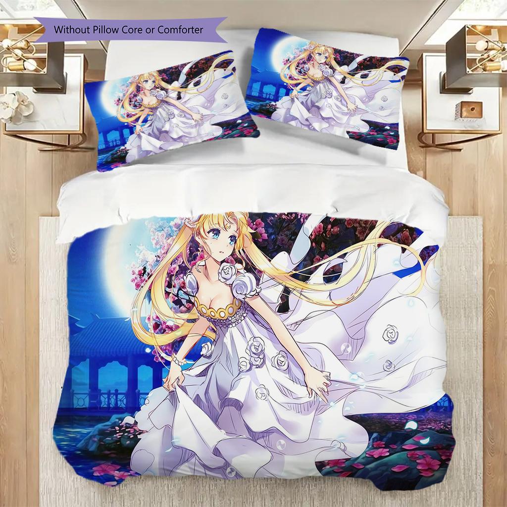 Magical Guardian Wings Staff Bedding (1 * duvet cover + 2 * pillowcase, without core) 2D Flat Christmas birthday gift Soft and comfortable Bedding set