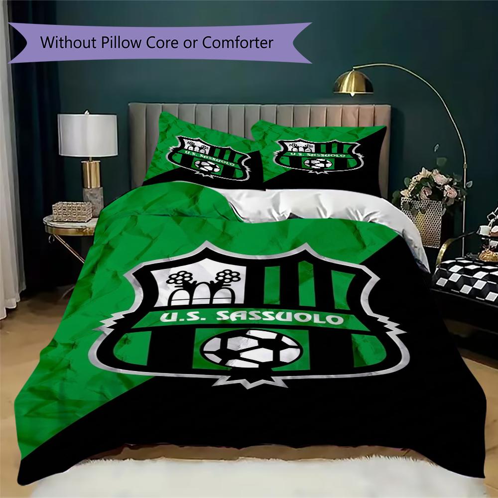 U.S. Sassuolo Calcio Pattern Bedding uilt Set uilt Cover Pillowcase Home Decoration Birthday Gift (1 * duvet cover + 2 * pillowcase without core)