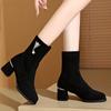 Женские зимние ботильоны из замши на среднем каблуке, дизайнерские классические ботинки челси, зимние 2024, новые трендовые гладиаторские ботинки