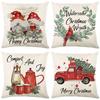 New Christmas pillow cover linen festival pillow bedside cushion four-piece set