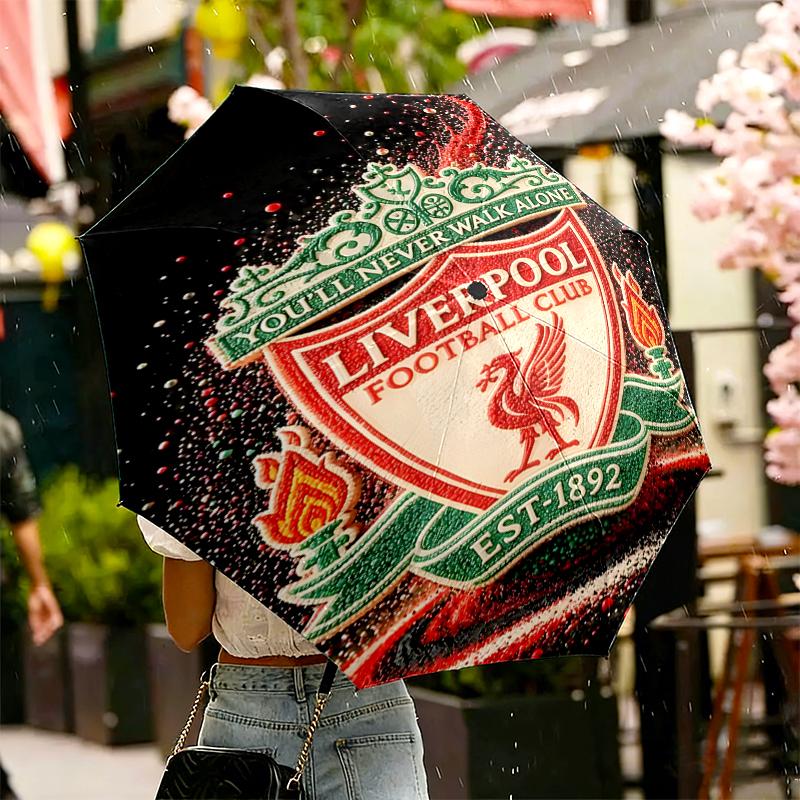 Зонт Liverpool F.C. с принтом, автоматическое открытие/закрытие - Портативный складной дизайн - Для ежедневного использования, путешествий/на улице - Подарок на день рождения