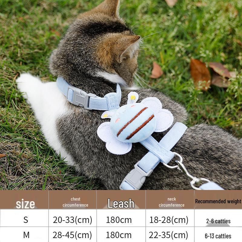 Маленькая пчелка поводок и шлейка для кошек против побега - Регулируемая веревка для прогулок на улице
