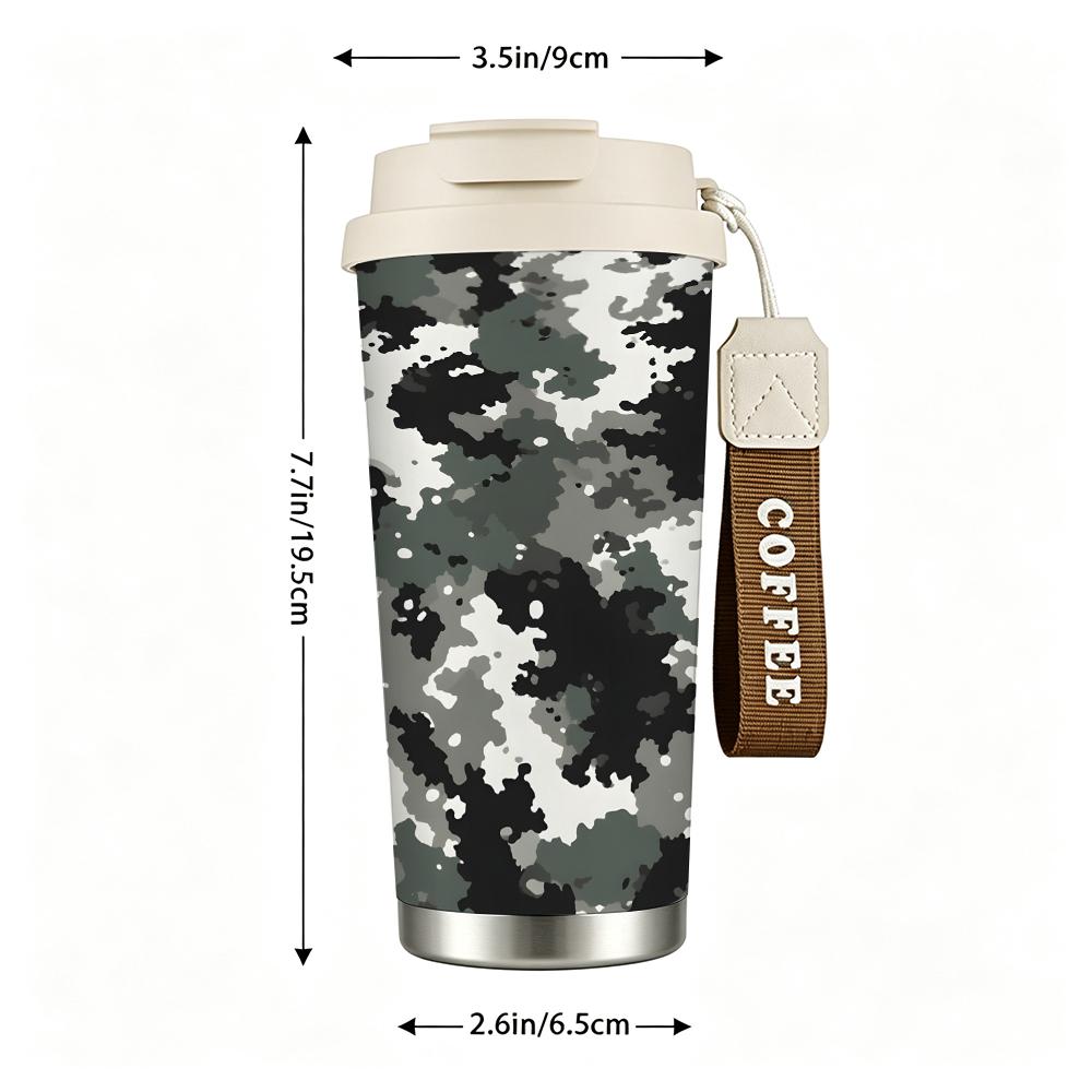 Camouflage Pattern Stainless Steel Insulated Coffee Tumbler Vacuum Travel Mug Leakproof Cup for Outdoor Camping Office Daily Use