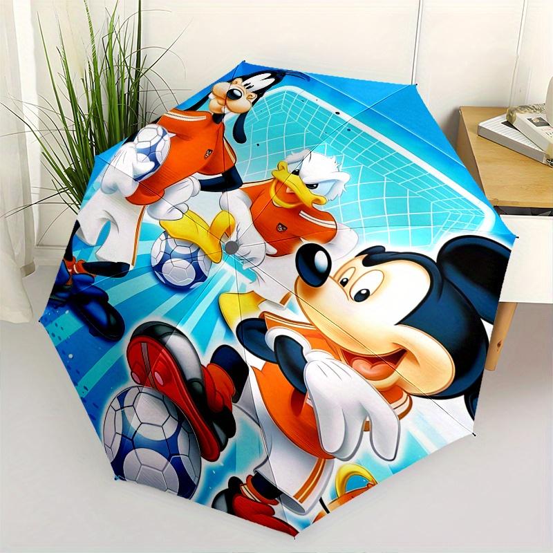 Mickey and Friends Automatic Umbrella Tri fold Portable Umbrella, Best Holiday Gift for Men and Women, Durable Iron Frame, Playful Design,