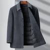 Пальто мужское зимнее из кашемира с отворотом, с подкладкой Live-face, шерстяное пальто с лацканами, шерстяной топ для мужчин среднего возраста