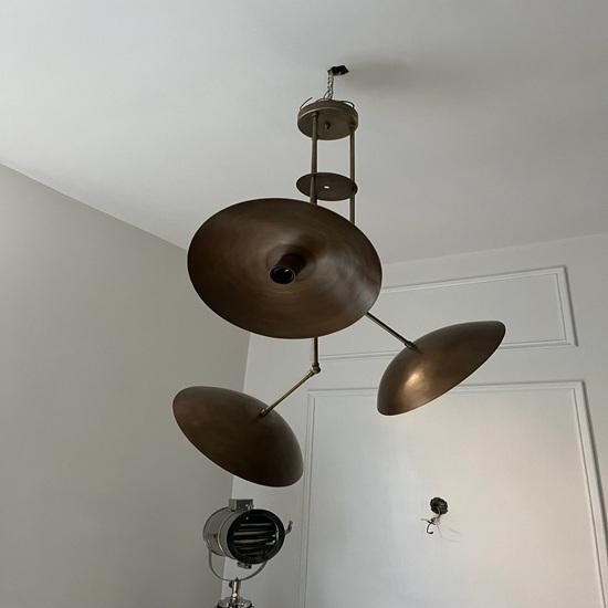 Современная люстра Спутник из необработанной латуни 3-ламповый куполообразный подвесной светильник для дома, офисный декор