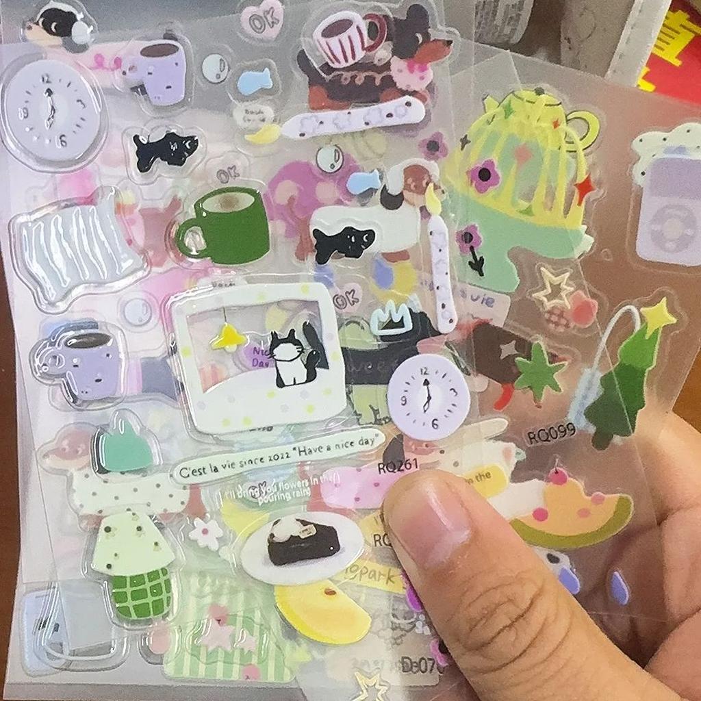 Cute 3D Jelly Cat Life Stickers, DIY Self-Adhesive Decals for Scrapbooking, Phone Case