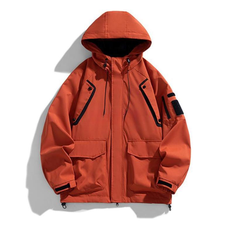 Cozy Up Men Fashion Unisex Hooded Windbreaker Multi-Pockets Casual Jackets Oversized Coat