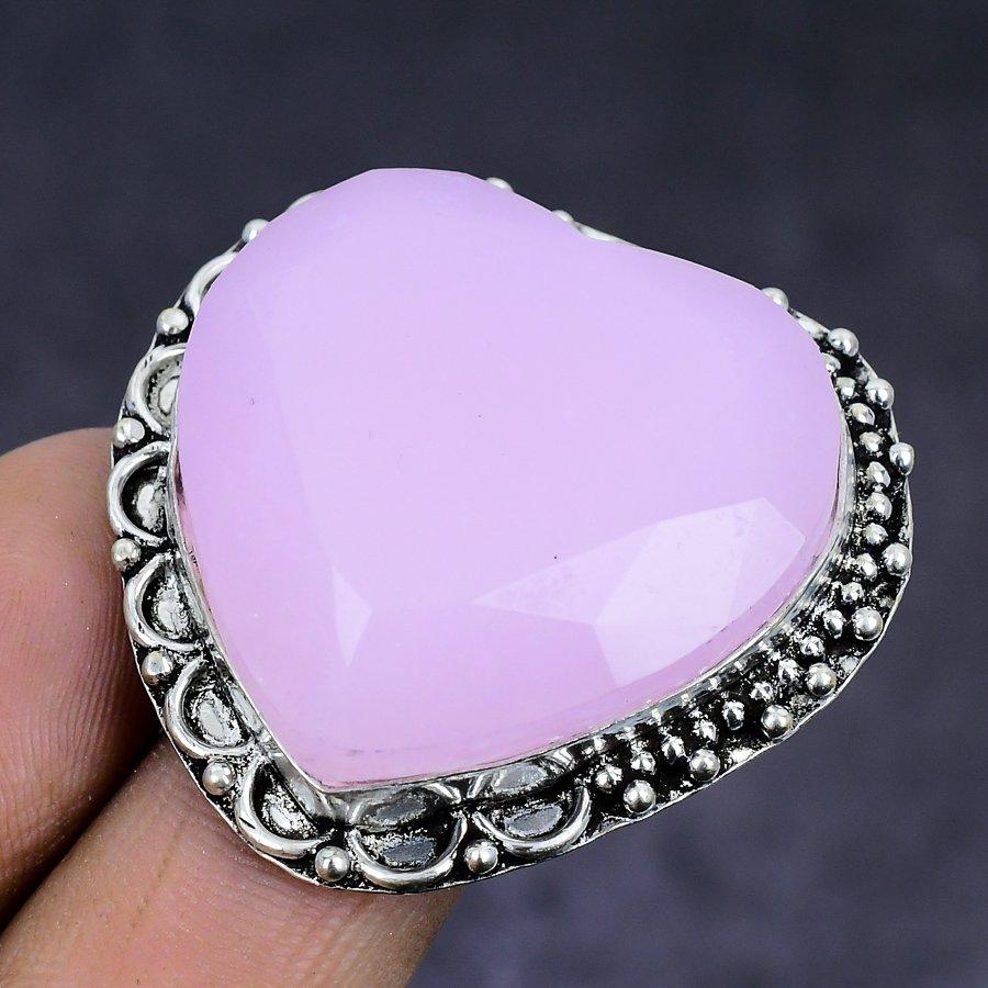 Pink Chalcedony Gemstone 925 Sterling Silver Jewelry Ring Size 9