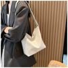 Street Style Tote Bag With Solid Color Woven Pattern And Mobile Pocket For Urban Use